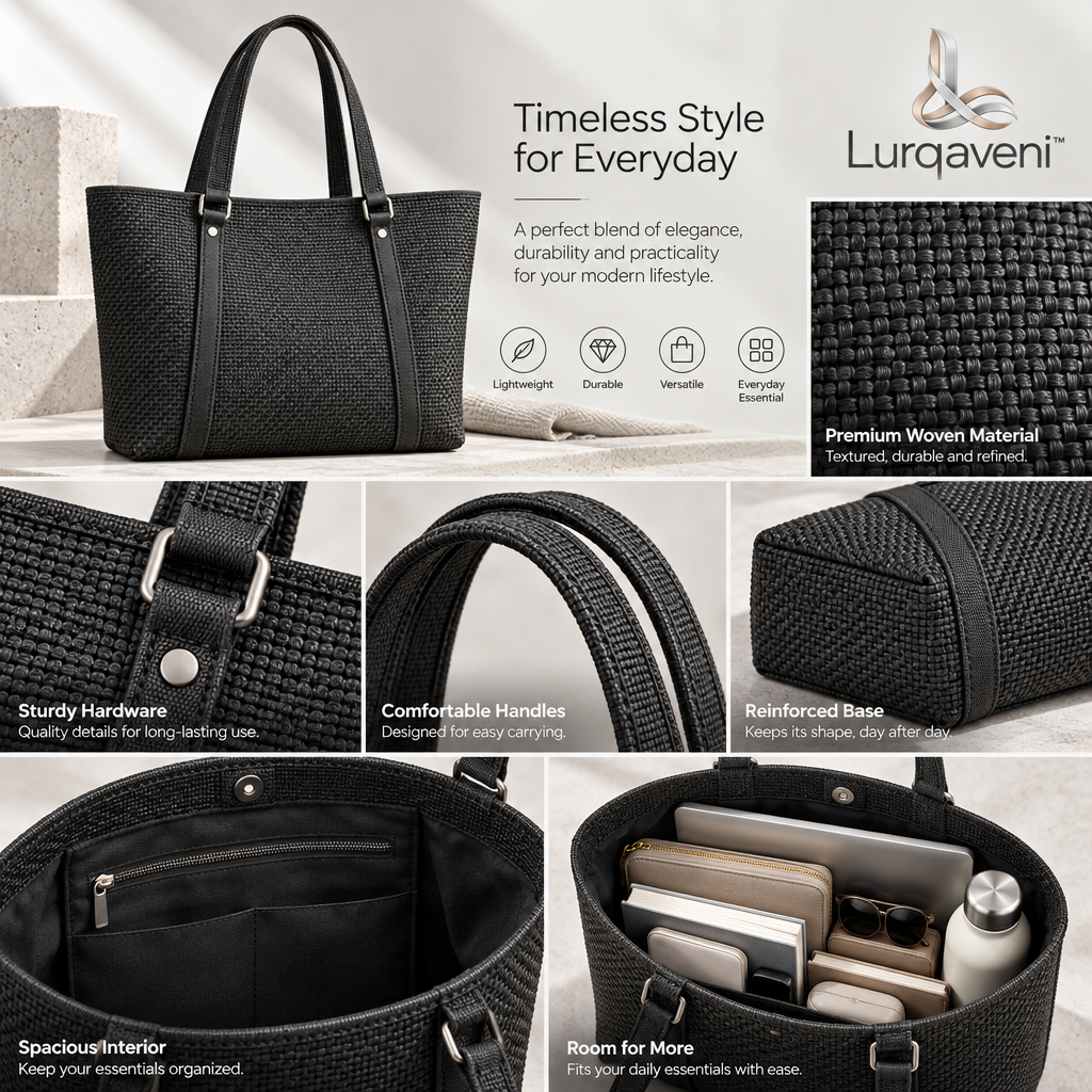 Lurqaveni™ Charcoal Woven Tote — view 3