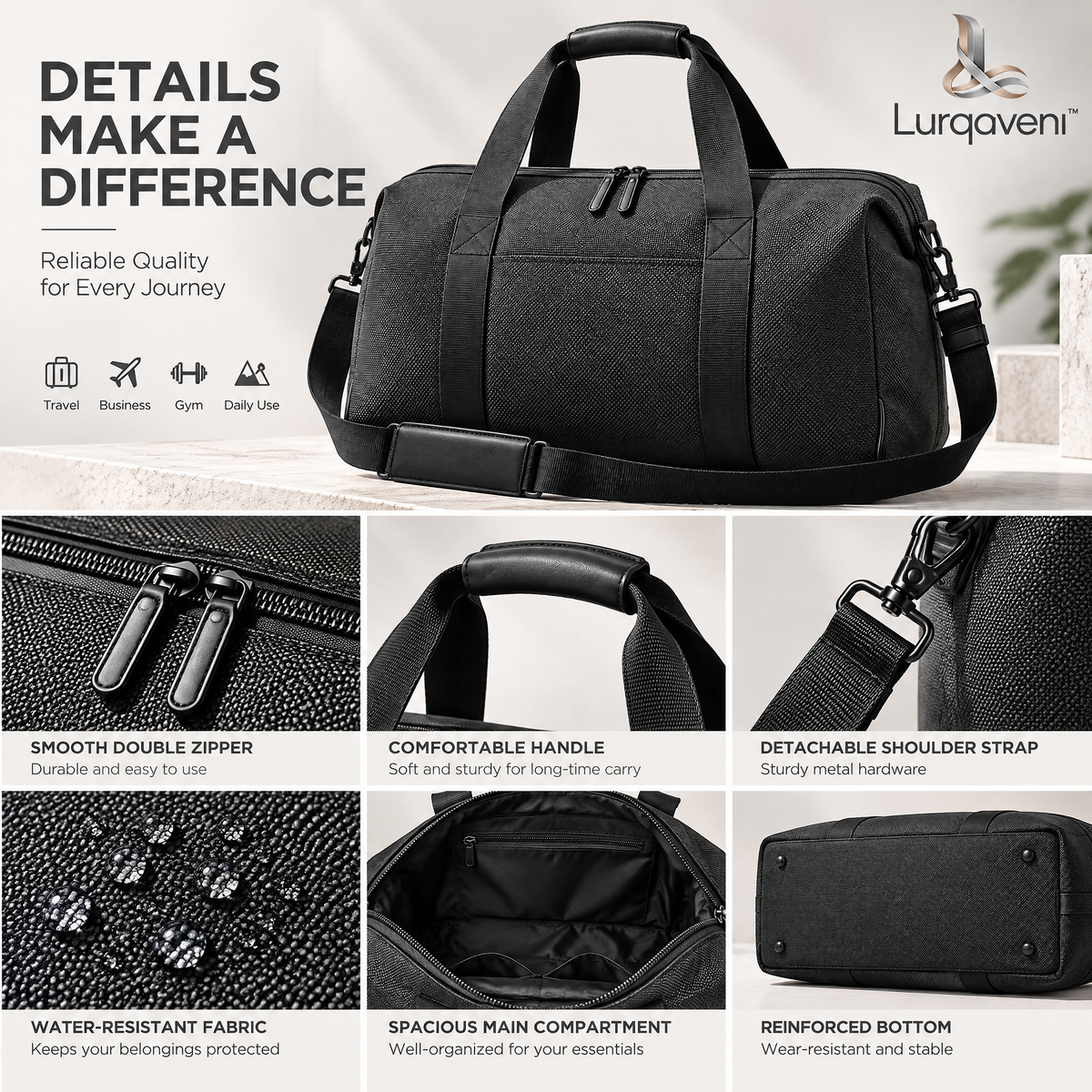 Lurqaveni™ Charcoal Weekend Duffel — view 3