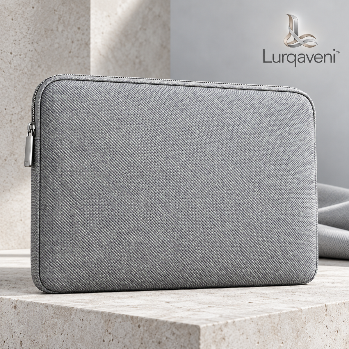 Lurqaveni™ Silver-Gray Laptop Sleeve — view 1