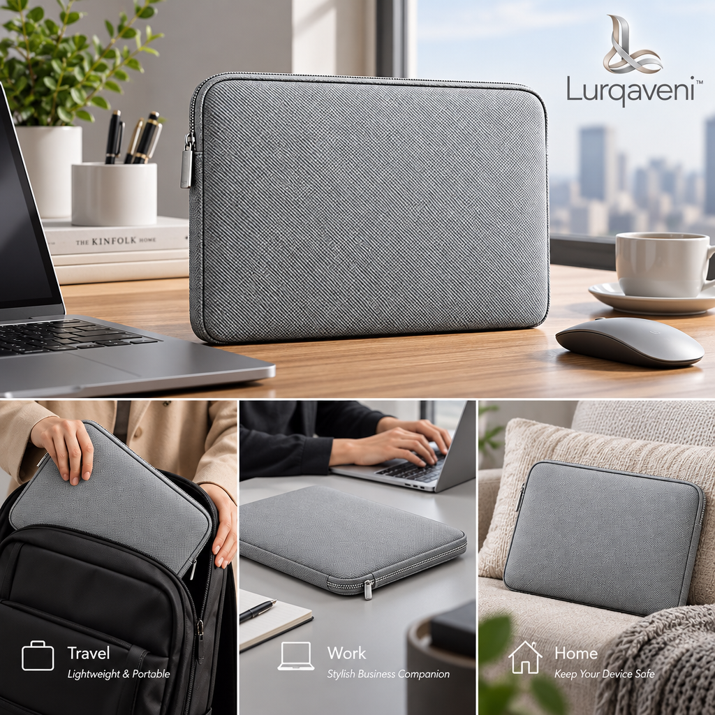 Lurqaveni™ Silver-Gray Laptop Sleeve — view 2