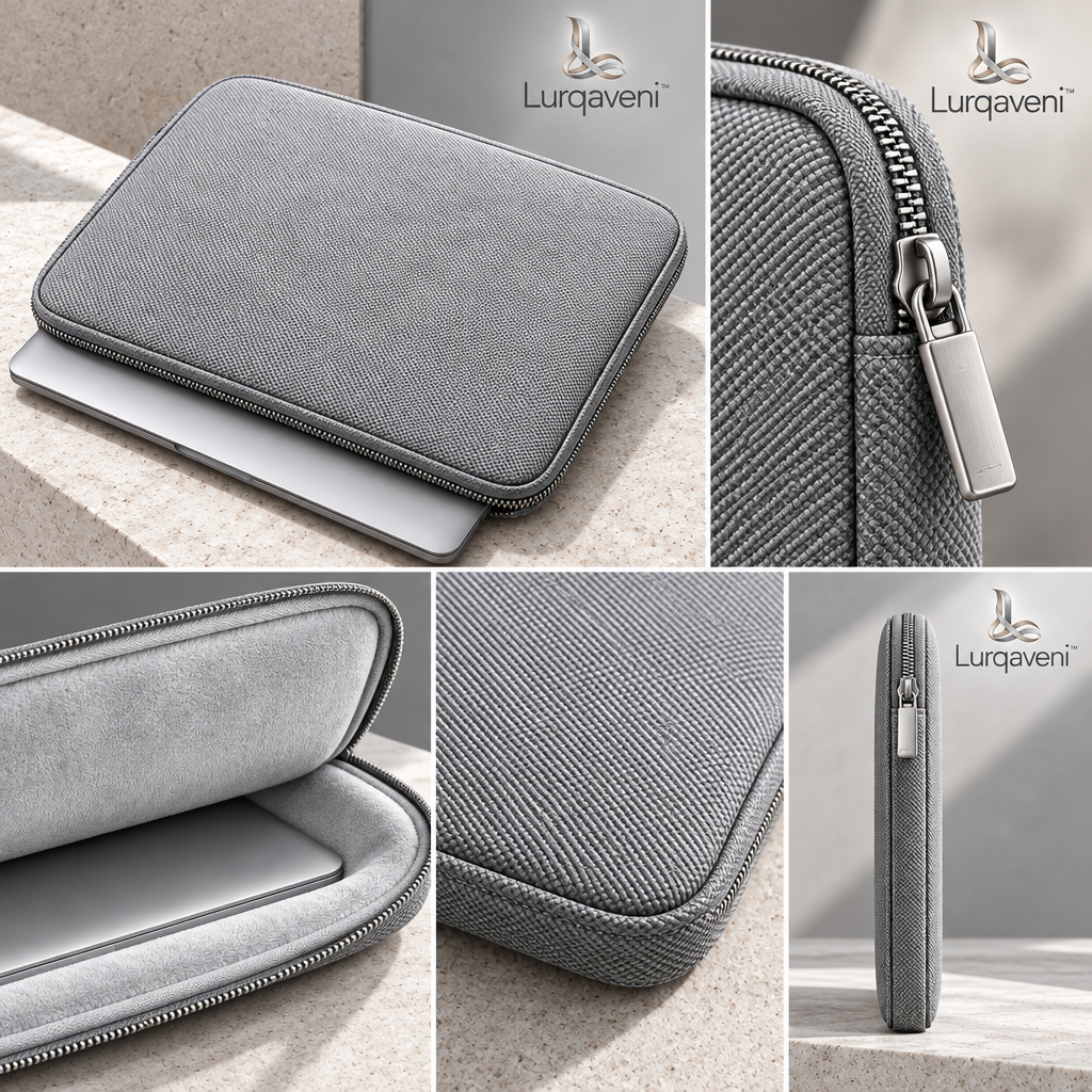Lurqaveni™ Silver-Gray Laptop Sleeve — view 3