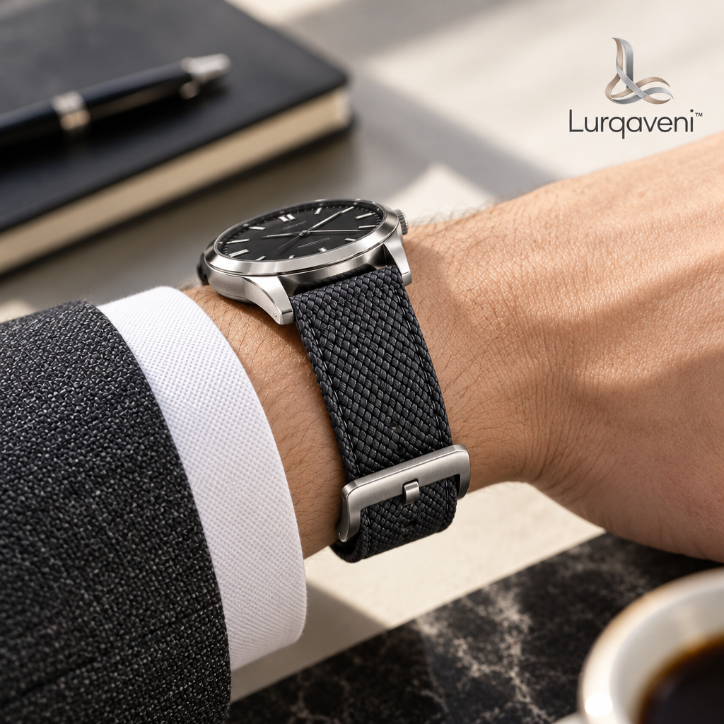 Lurqaveni™ Graphite Woven Watch Strap — view 2
