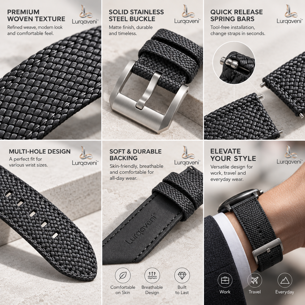Lurqaveni™ Graphite Woven Watch Strap — view 3