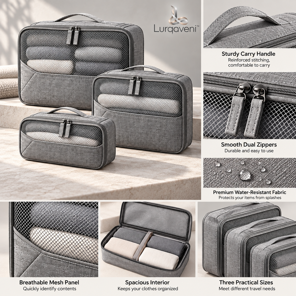 Lurqaveni™ Gray Packing Cubes — Set of 3 — view 3