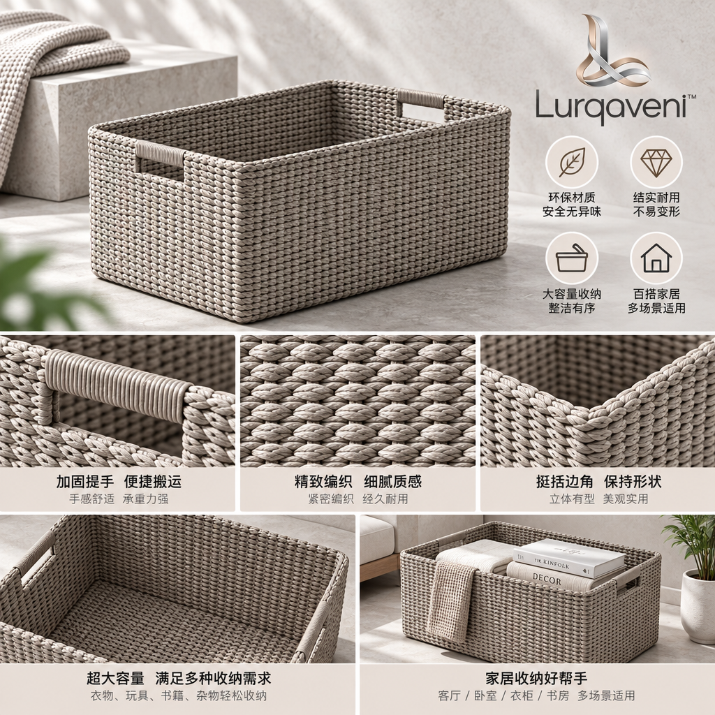 Lurqaveni™ Gray Woven Storage Basket — view 3